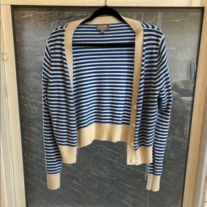 J. Crew Blue and Cream Cardigan Sweater